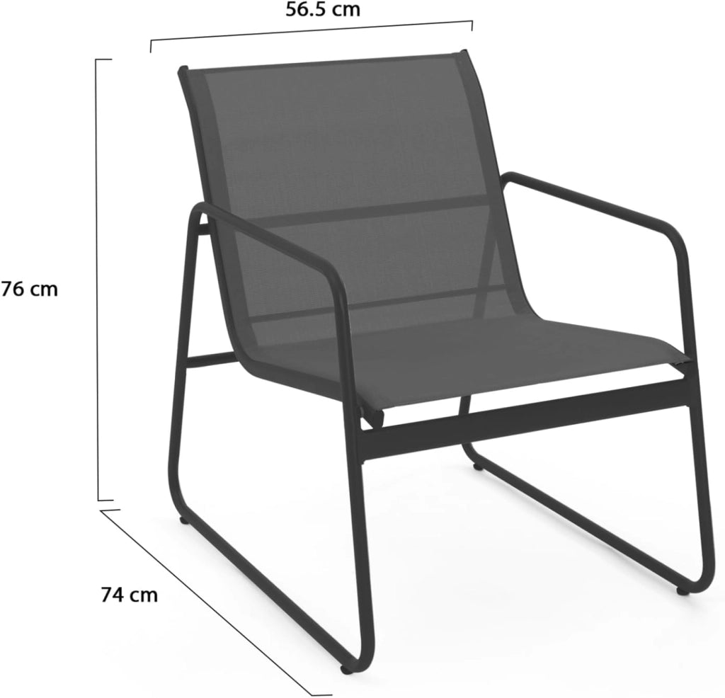 Set di mobili da Giardino Bassi Malaga 6 posti con 2 divani, poltrone e Tavolo in Grigio Antracite