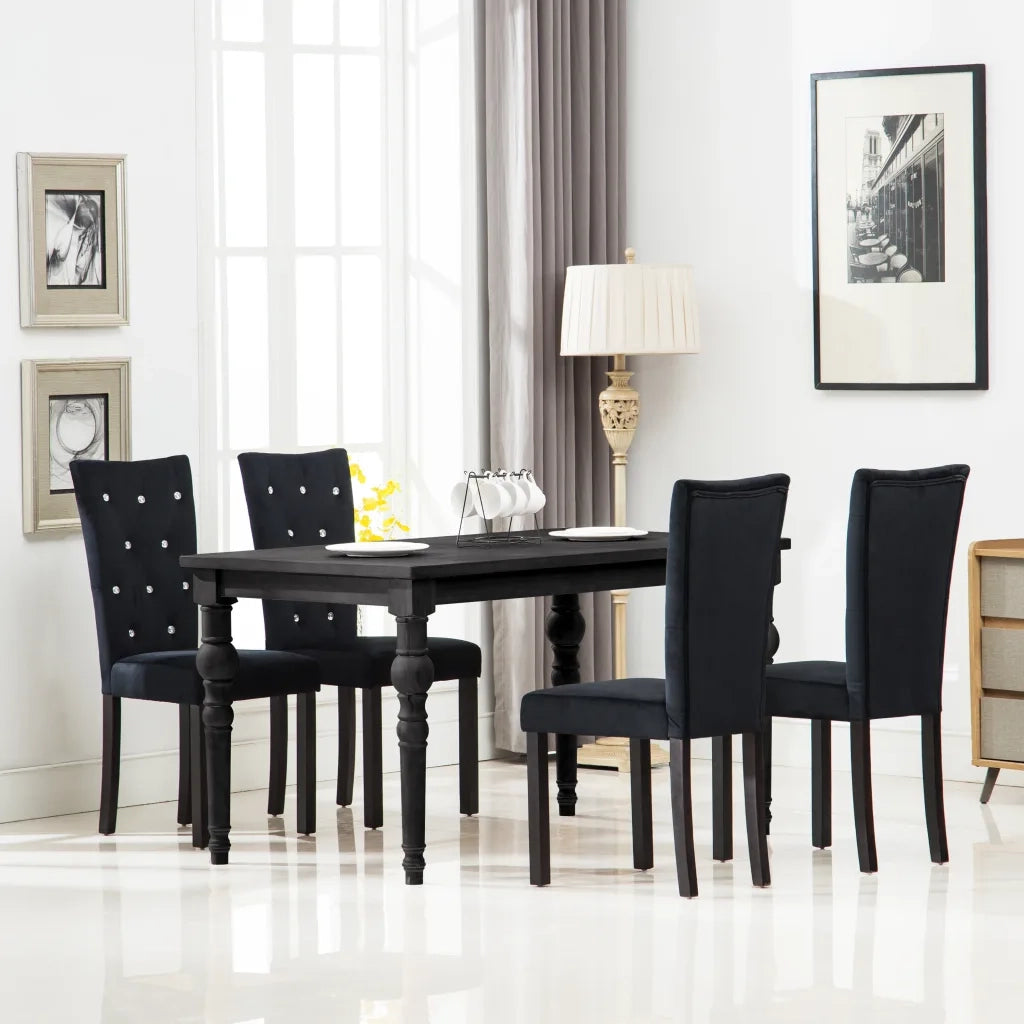 Sedie da Pranzo 4 pz | Sedie da cucina Nere in Velluto