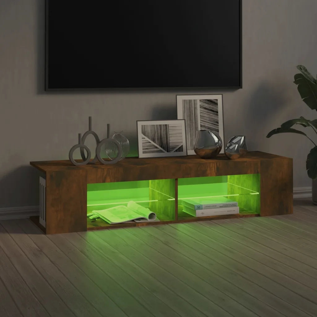 Mobile Porta TV con Luci LED Rovere Fumo 135x39x30 cm cod mxl 16722