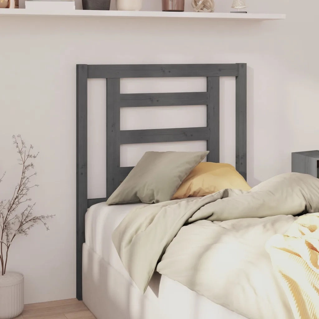Testiera per Letto Grigia 81x4x100 cm in Legno Massello di Pino 818797