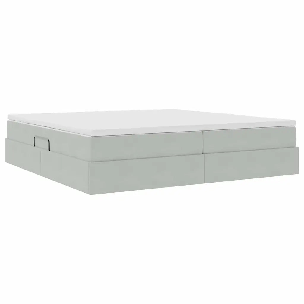 Letto con contenitore e materasso Grigio chiaro 200 x 200 cm 3370323
