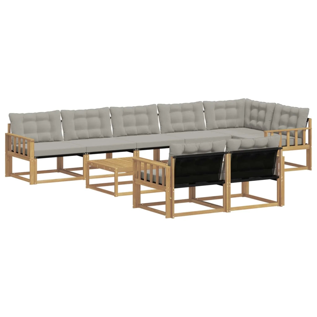 Set di divani da esterno 9 pz Bianco e Grigio Chiaro 3388825