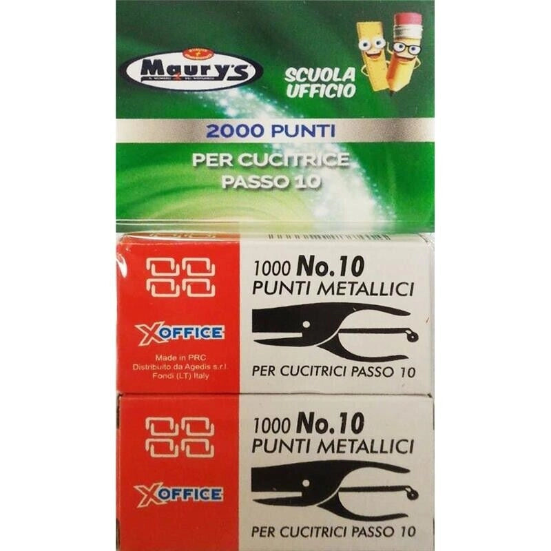 KIT SET 3 PZ MAURY'S 2000 PUNTI METALLICI UNIVERSALI PER CUCITRICE PASSO 10
