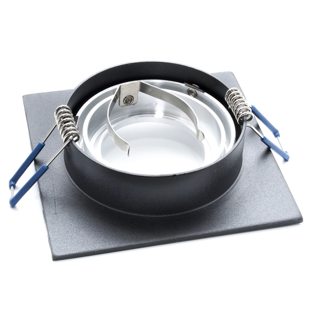 Portafaretto nero orientabile incasso quadrato 80mm supporto luci LED GU10 GU5.3