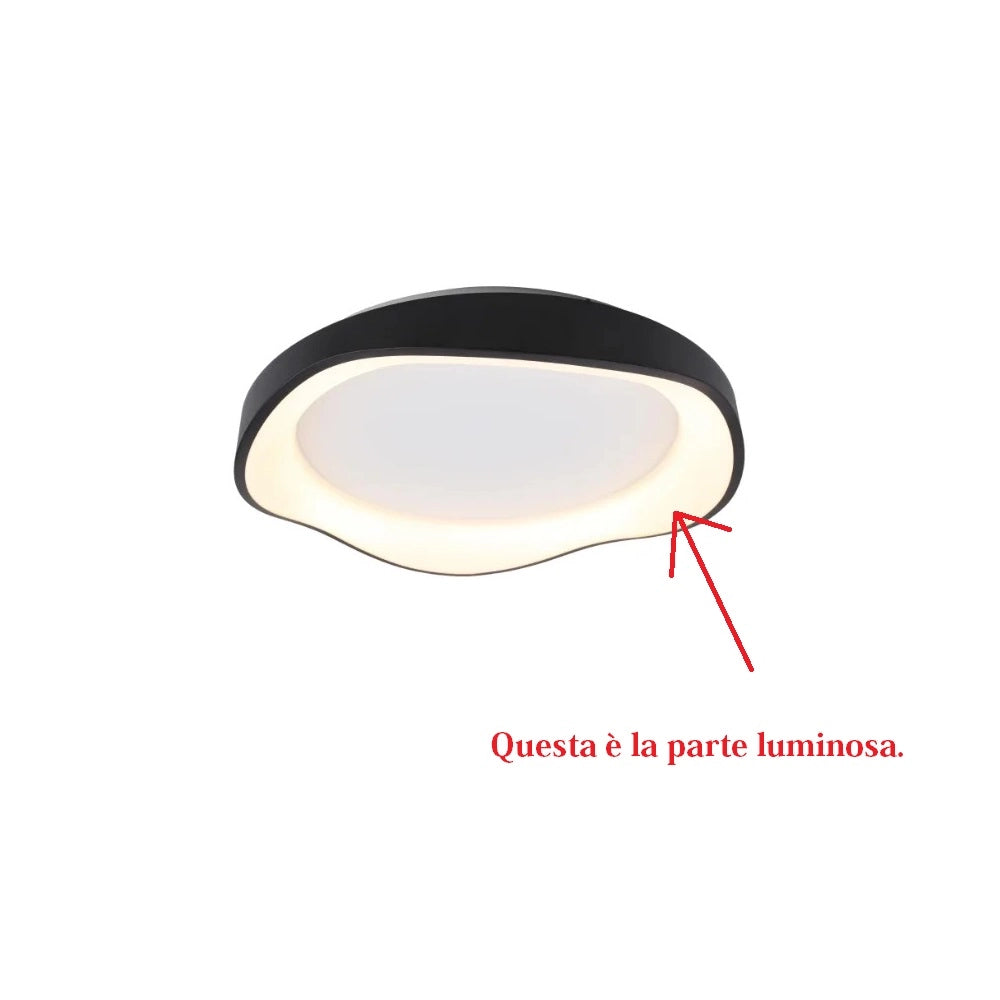 Plafoniera a led lampada da soffitto stile moderno luce dimmerabile telecomando 38w Nero