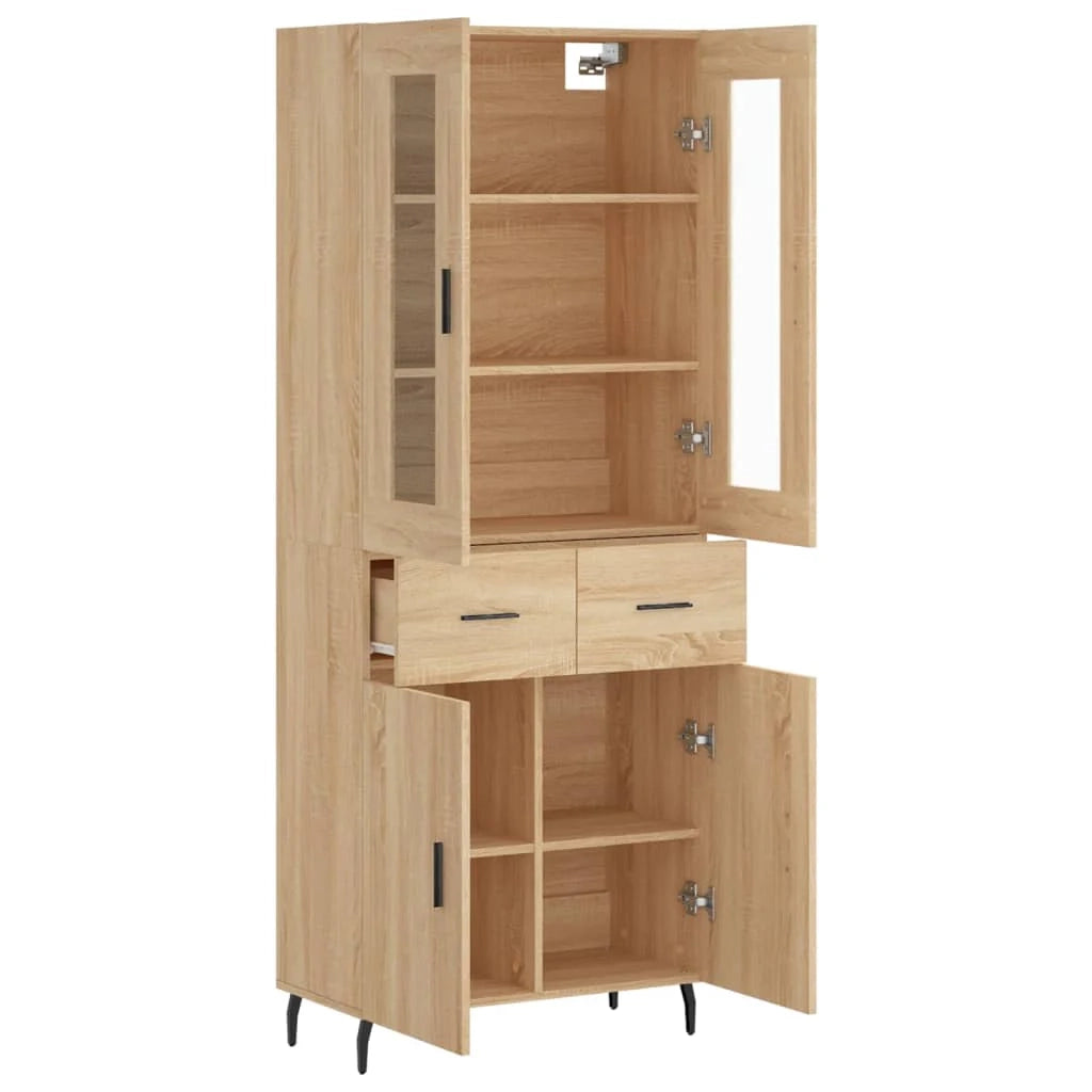 Buffet credenza cassettiera armadio mobile contenitore organizer cucina soggiorno salotto rovere Sonoma alto 69,5 x 34 x 180 cm legno ingegnerizzato marrone 02_0034193