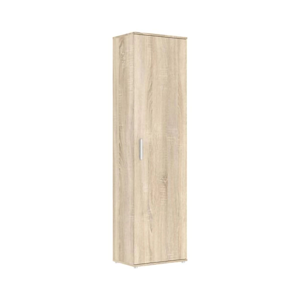 Lerosota, Armadio Multiuso 1 Anta 5 Ripiani, 50x185h cm Marrone Rovere