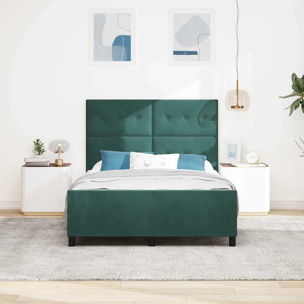 Letto a molle con testiera Verde Scuro 140 x 200 cm Velluto 3344948