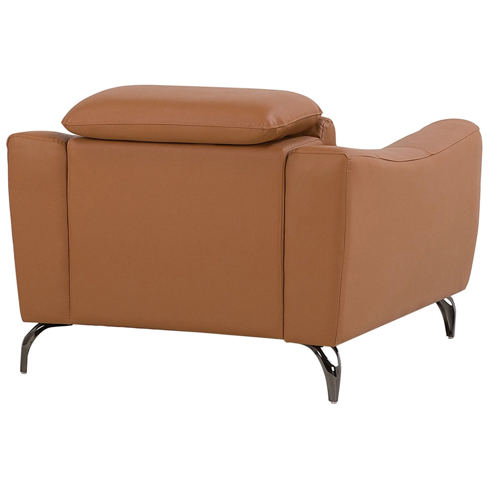 Poltrona in pelle marrone 98L x 104W x 93H poggiatesta regolabile retrò