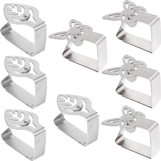 Settimane per Tavola da 8 Pezzi con Viti - Clip in Acciaio Inossidabile per Giardino Ristorante - Decorazioni Esterne per Festa di Famiglia (Fiori Farfalla) Viti per Tavola