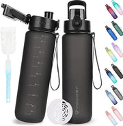 Ottima Bottiglia Sportiva da 1 Litro con Filtro e Setaccio, Impermeabile, BPA e Tritan, Ideale per Fitness, Escursioni, Campeggio, Scuola e Ufficio