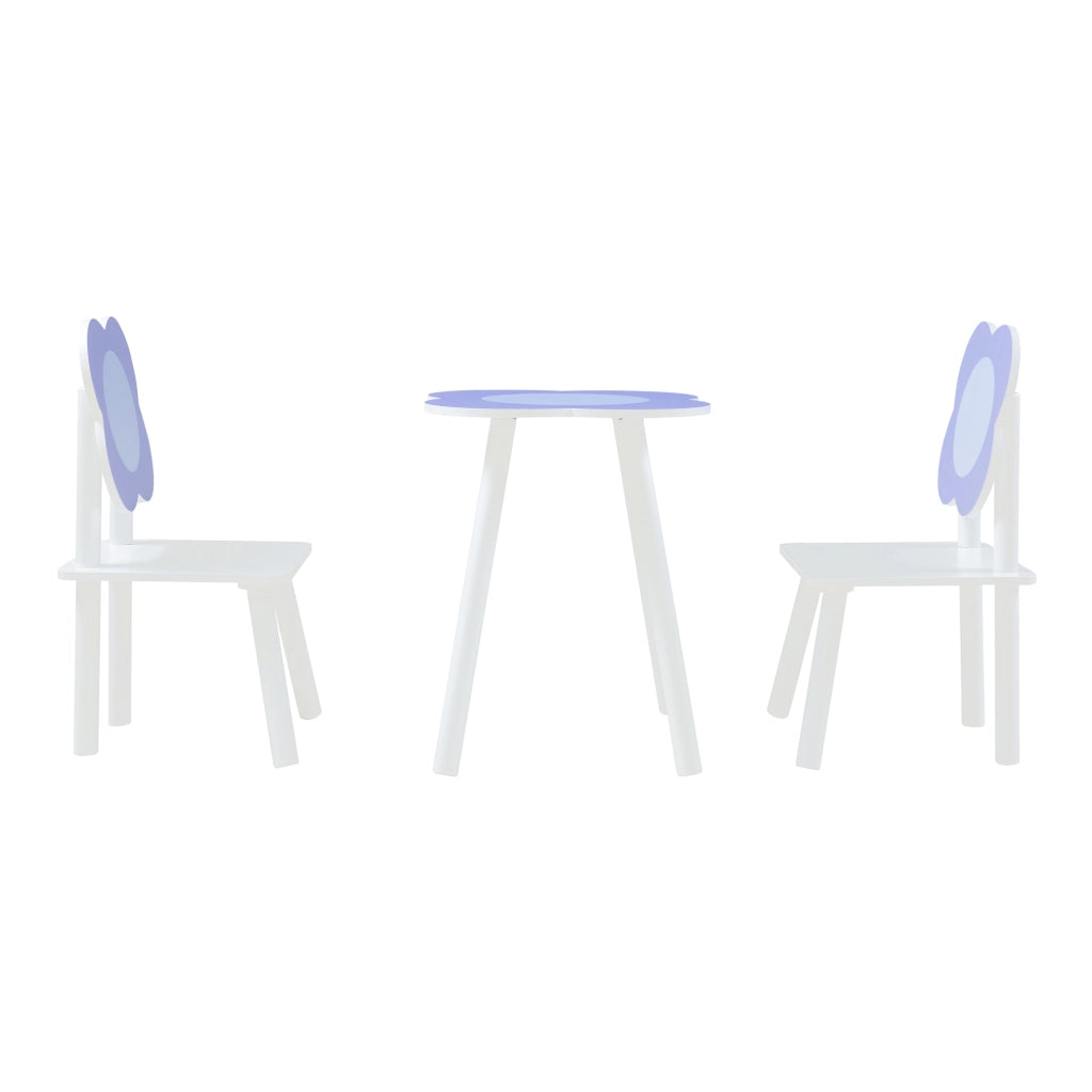 Set Simrishamn Tavolo e 2 Sedie per Bimbi - Bianco / Viola [en.casa]