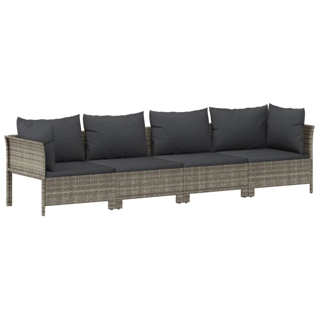 Set di mobili da giardino mobili da esterno 11 pezzi con cuscini resina intrecciata grigia 02_0015363