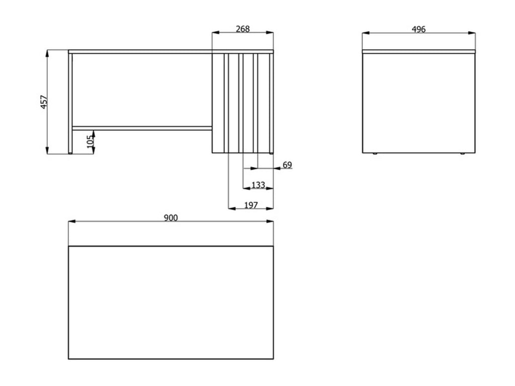 Tricerro, Tavolino da Salotto un Vano, 90x49.5x45.5h cm Marrone Rovere Nodi