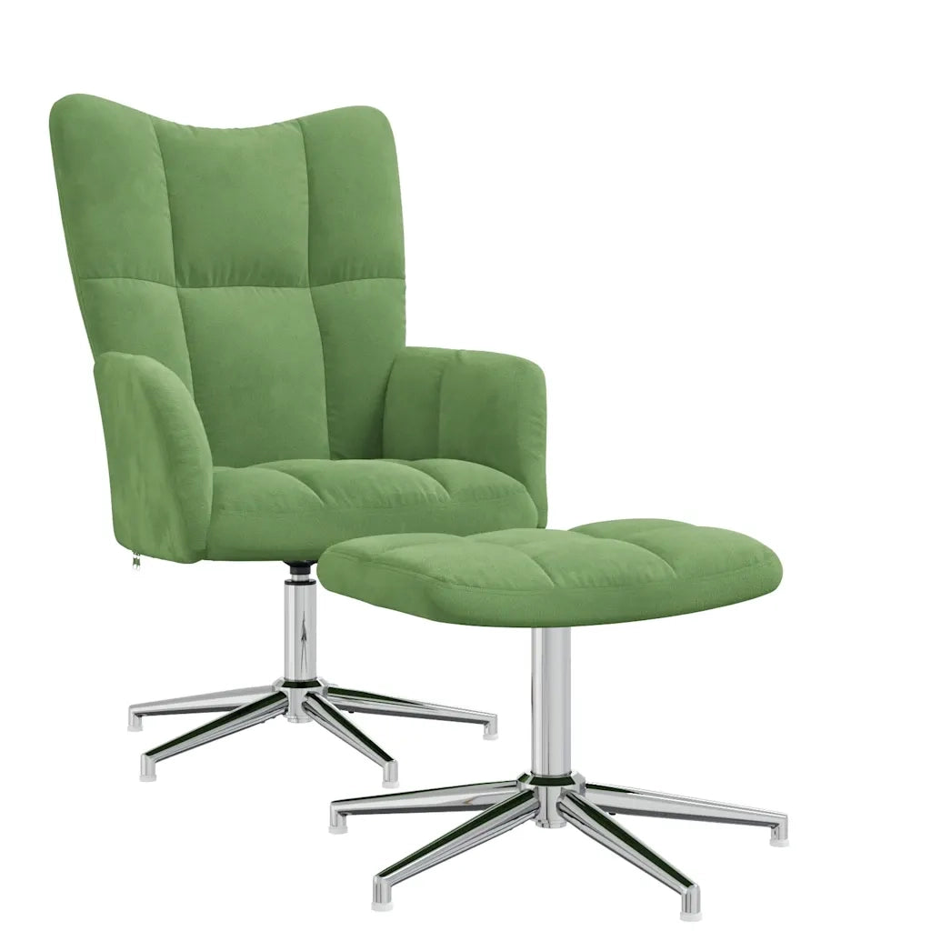 Poltrona Relax con Poggiapiedi Verde Chiaro in Velluto 328131