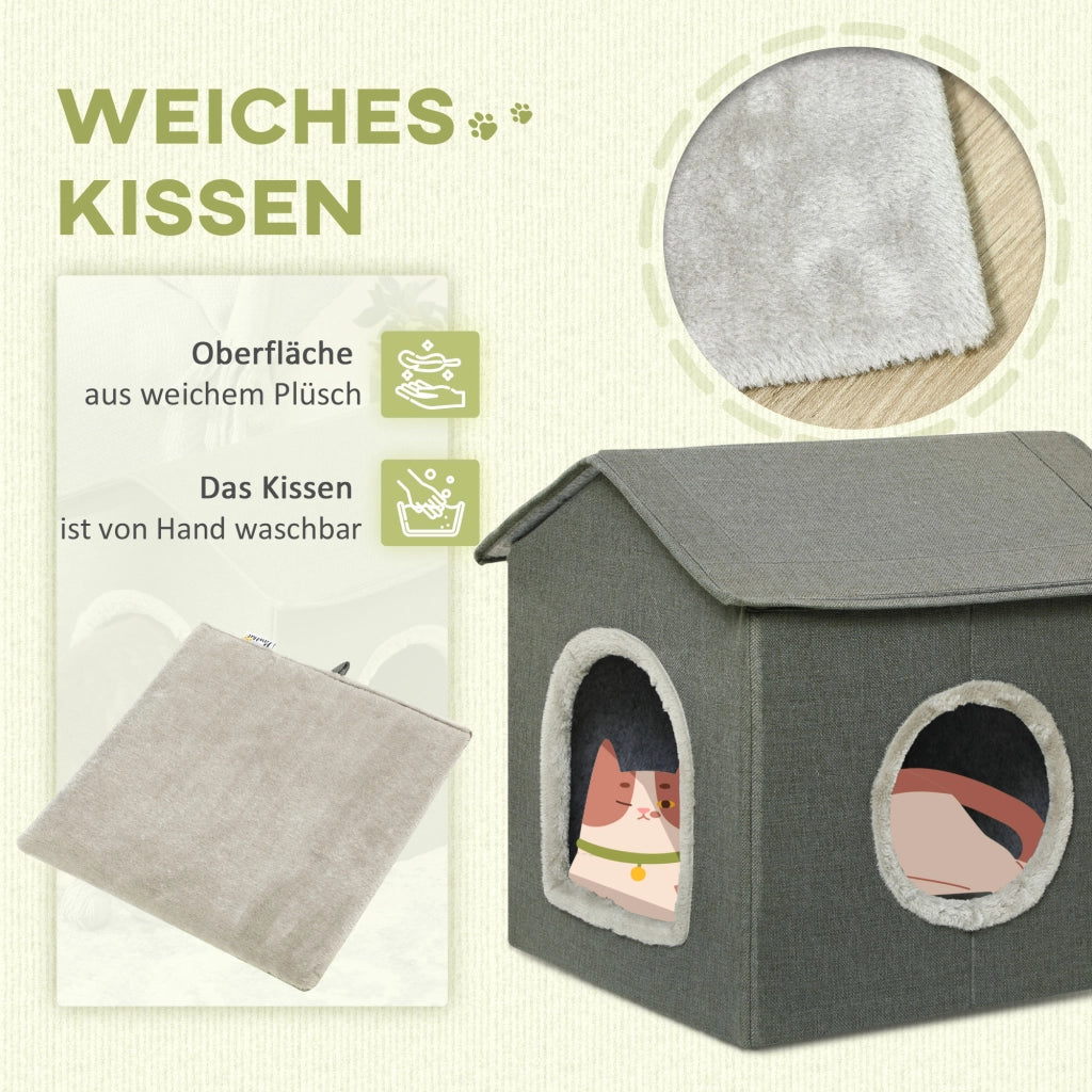 Letto per gatti con cuscino ¨C zephmum ¨C khaki/verde