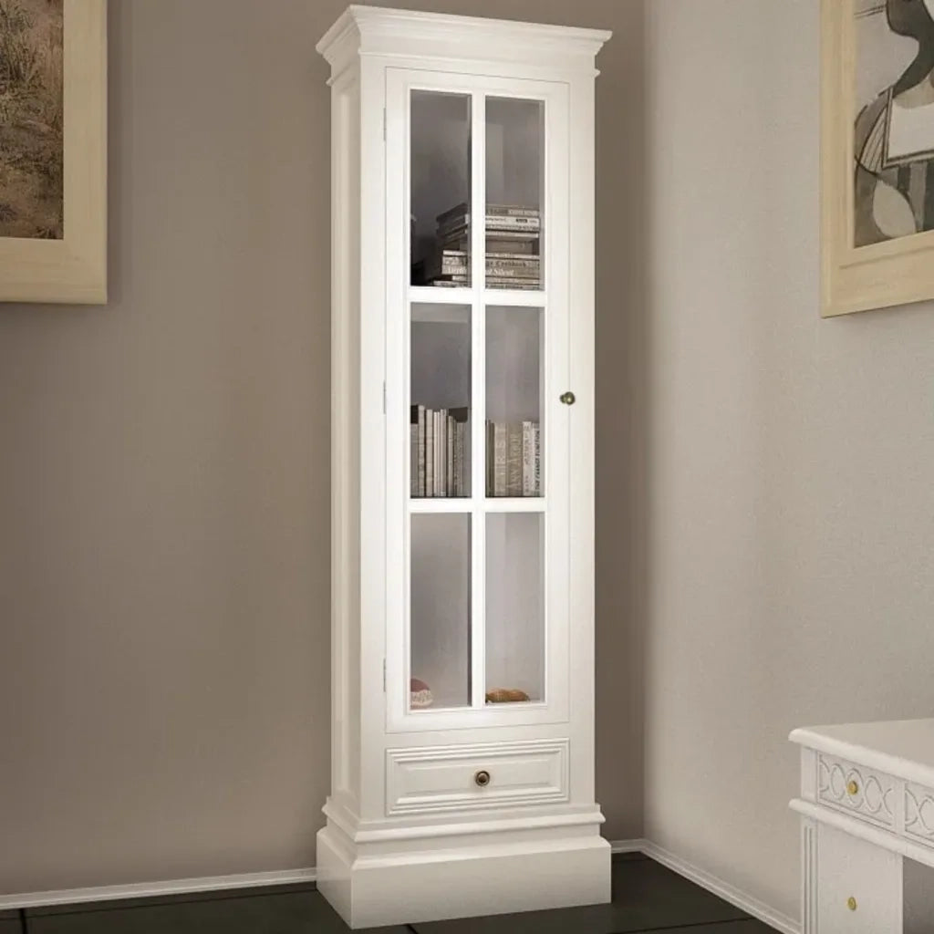 Armadietto con Libreria Elegante con 3 Scaffali-Scaffale per Libri Bianco in Legno
