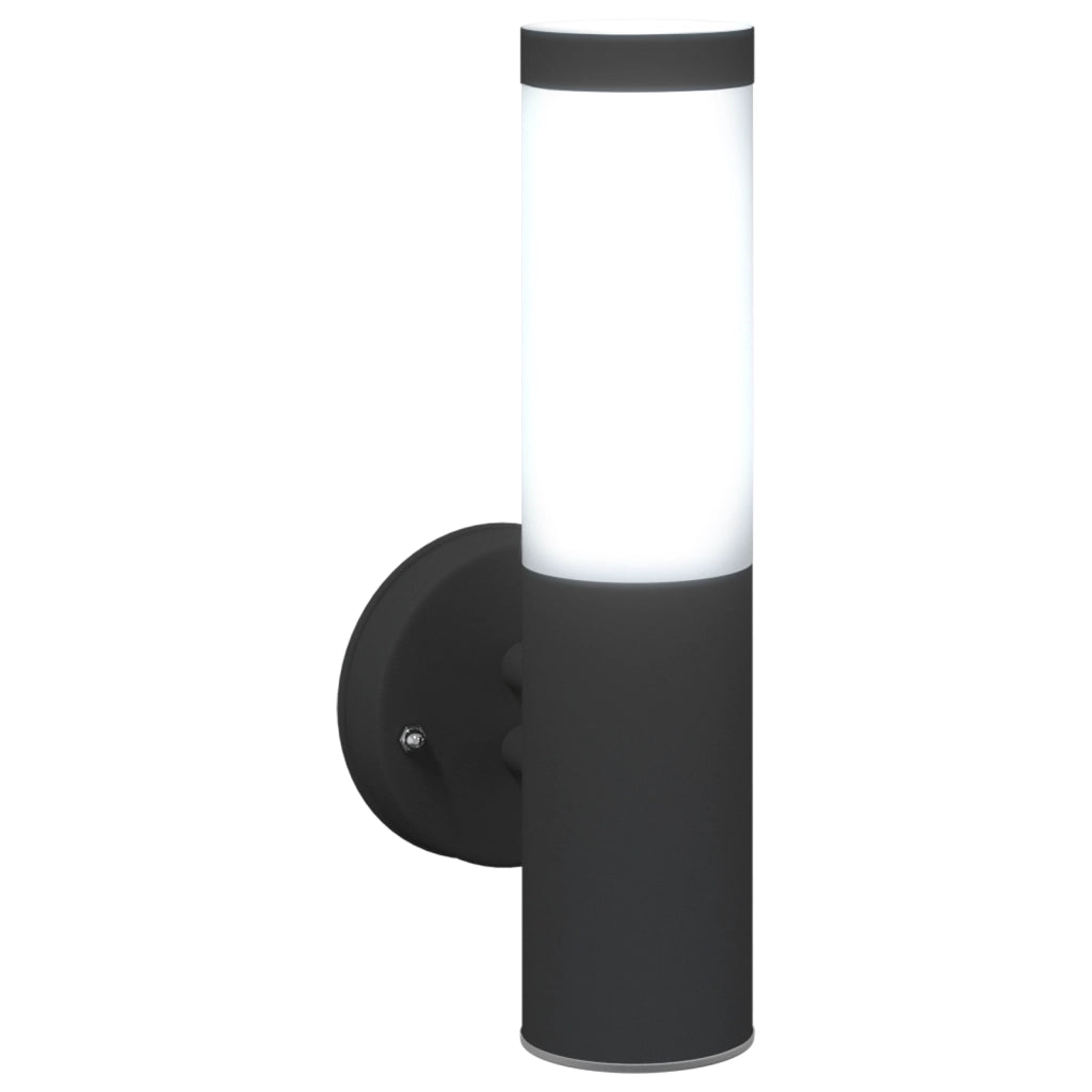 Lampada da Parete Esterno 2 pezzi Nero Acciaio Inossidabile IP44