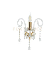 MARIA TERESA APPLIQUE MT/1 L6 PASTORALE 1 LUCE ATTACCO E14 L.20CM H.25CM CRISTALLO E ORO