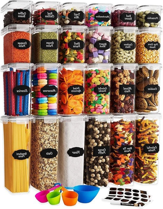 Set di Contenitori Aria Imprigionata - 24 pezzi - Plastica - Translucida - BPA Libero