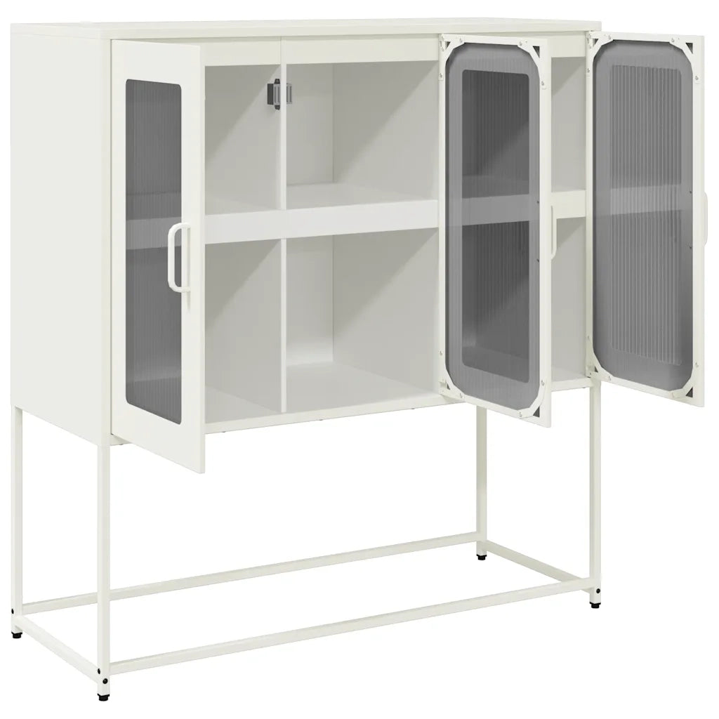 Credenza Bianca 100,5x39x107 cm in Acciaio Laminato a Freddo 853409