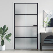 Porta Interni Sottile Nera 102,5x201,5Vetro Temperato Alluminio 155131
