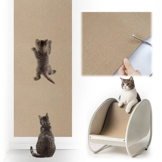 Krabbastimento autoadesivo per parete per gatti in tessuto khaki scuro (200cmx40cm)