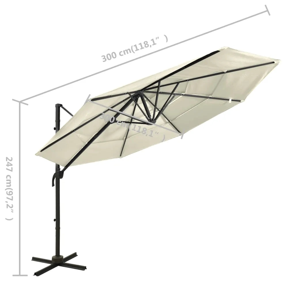 Ombrellone a 4 Livelli con Palo in Alluminio Sabbia 3x3 m cod mxl 23807