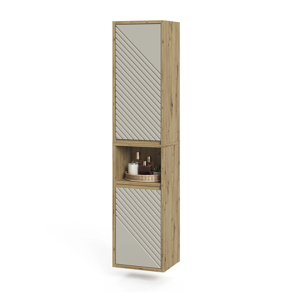 Armadio per il bagno Viola Rovere artigianale/Cachemire 38 x 170 cm Vicco