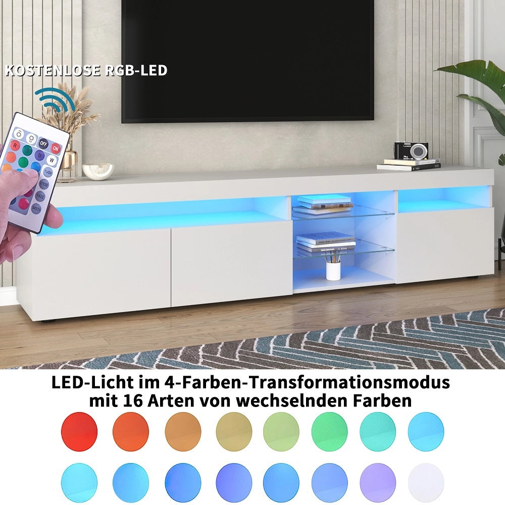 Mobile TV con illuminazione LED - Xylo - Per TV fino a 55 pollici, pannello luminoso, bianco