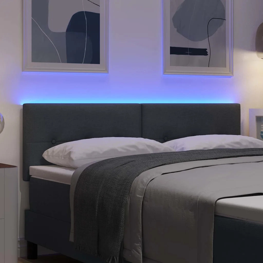 Testiera LED con strisce LED Grigio scuro 160 cm Tessuto 3338136