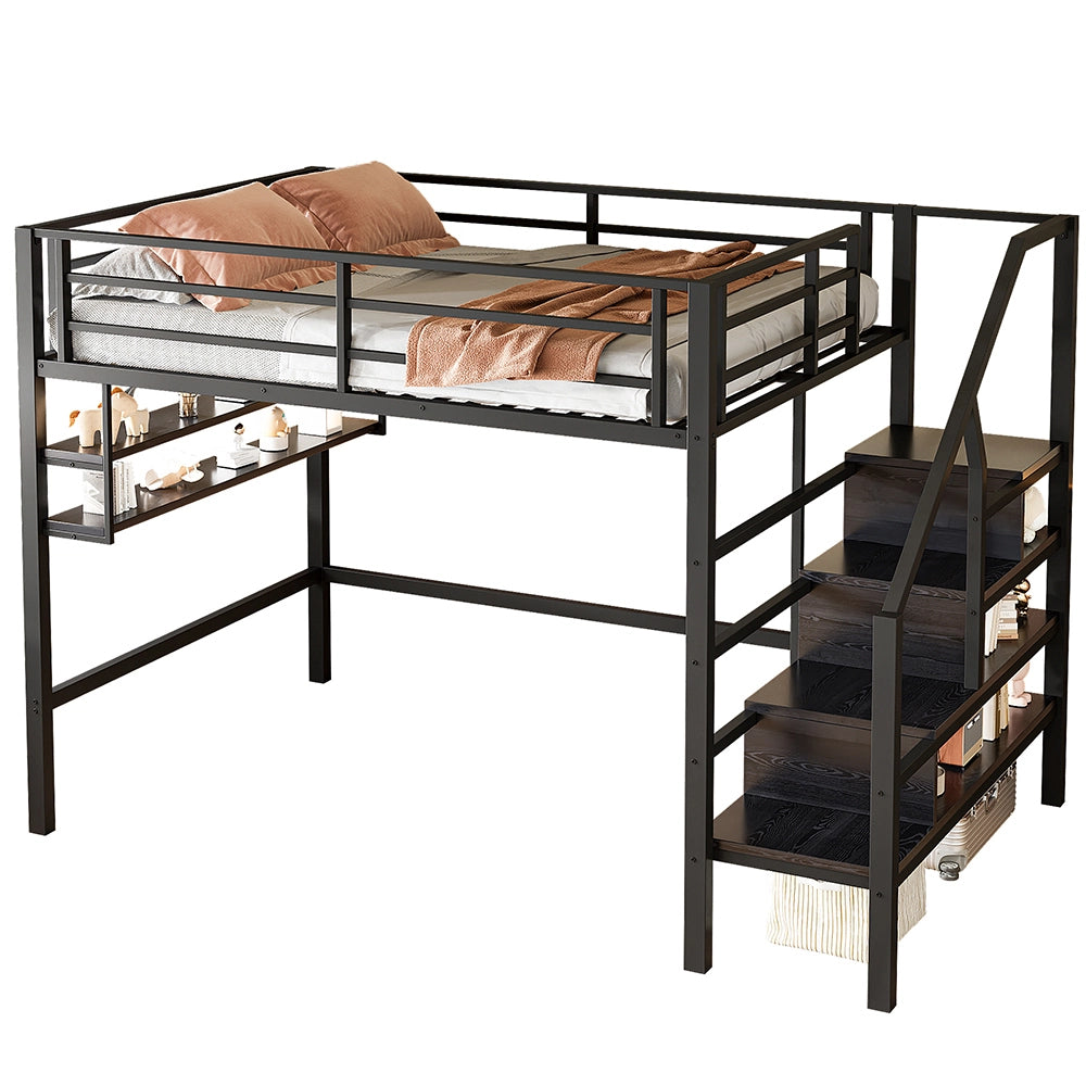 Letto mezzanino 140x200cm - Xylo - nero, spazio libero, personalizzabile