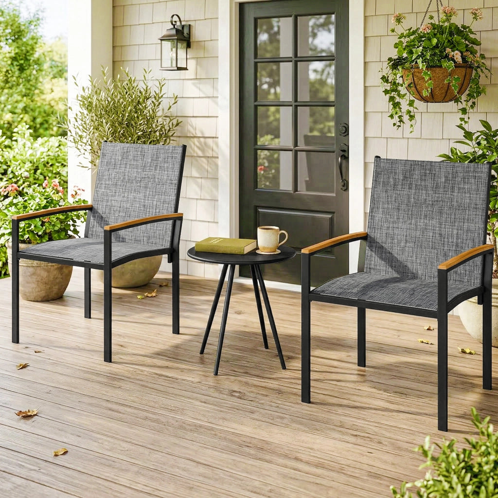 Set Bistr¨° 3 Pezzi Sedie e Tavolo ¨C Xylo ¨C Grigio Metallo Rete