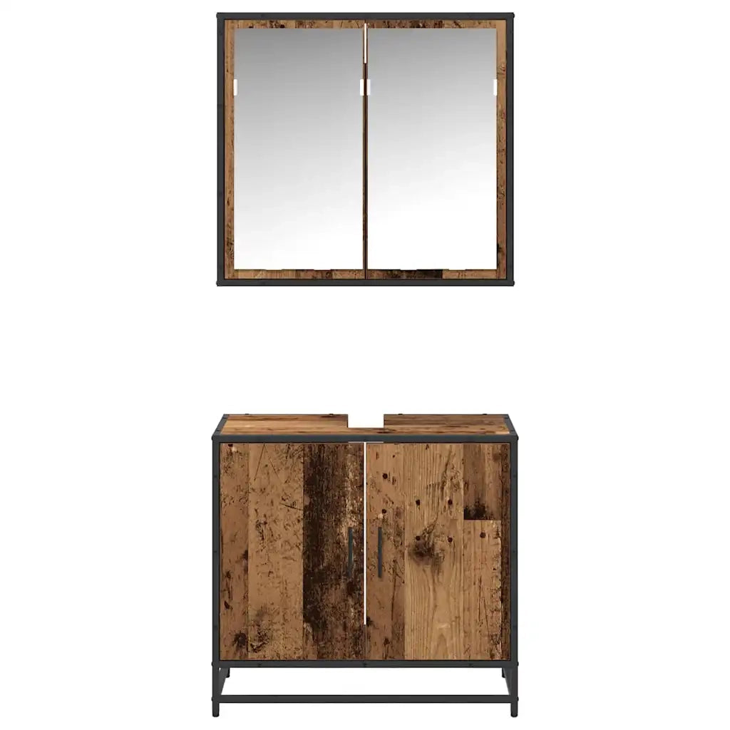 Set di mobili per il bagno con lo scaffale 2 pcs Legno vecchio 3402468