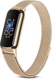 Bracciale in acciaio inossidabile, maglia magnetica per fitness tracker (rosa oro) - Accessorio di lusso duraturo con cinturini di riserva in metallo