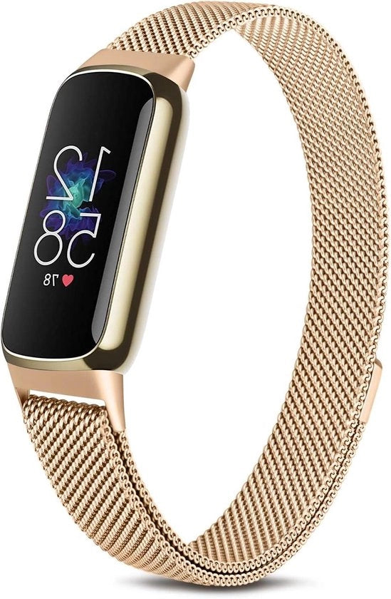 Bracciale in acciaio inossidabile, maglia magnetica per fitness tracker (rosa oro) - Accessorio di lusso duraturo con cinturini di riserva in metallo