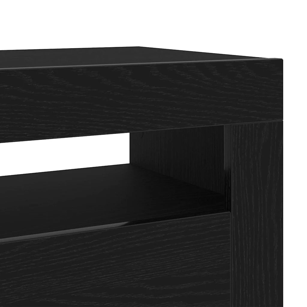 Mobile TV con LED Rovere Nero 75 x 35 x 40 cm Legno multistrato 862557