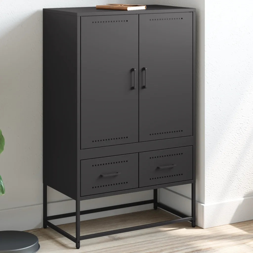 Credenza-Buffet-Armadio da cucina Nera 68x39x111,5 cm in Acciaio