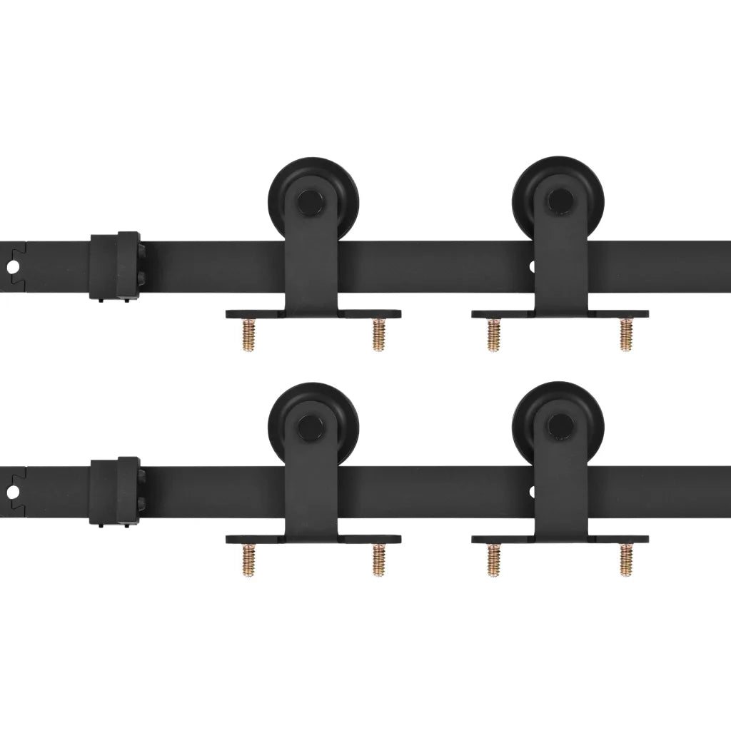 Kit di Binari per Porte Scorrevoli 2 pz 183 cm in Acciaio Nero 3059842