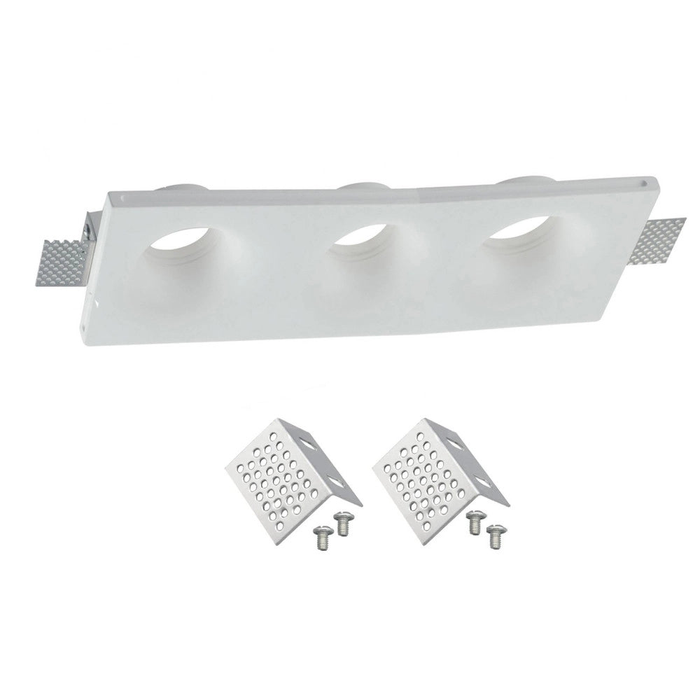 Trade Shop - Porta Faretto In Gesso A Scomparsa 3 Led Fori Da Incasso Soffitto Verniciabile -