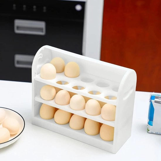 Organizzatore per uova per frigorifero, contenitore per uova a 3 strati pieghevole per porta frigorifero, capacità di 30 contenitori per uova grande capacità