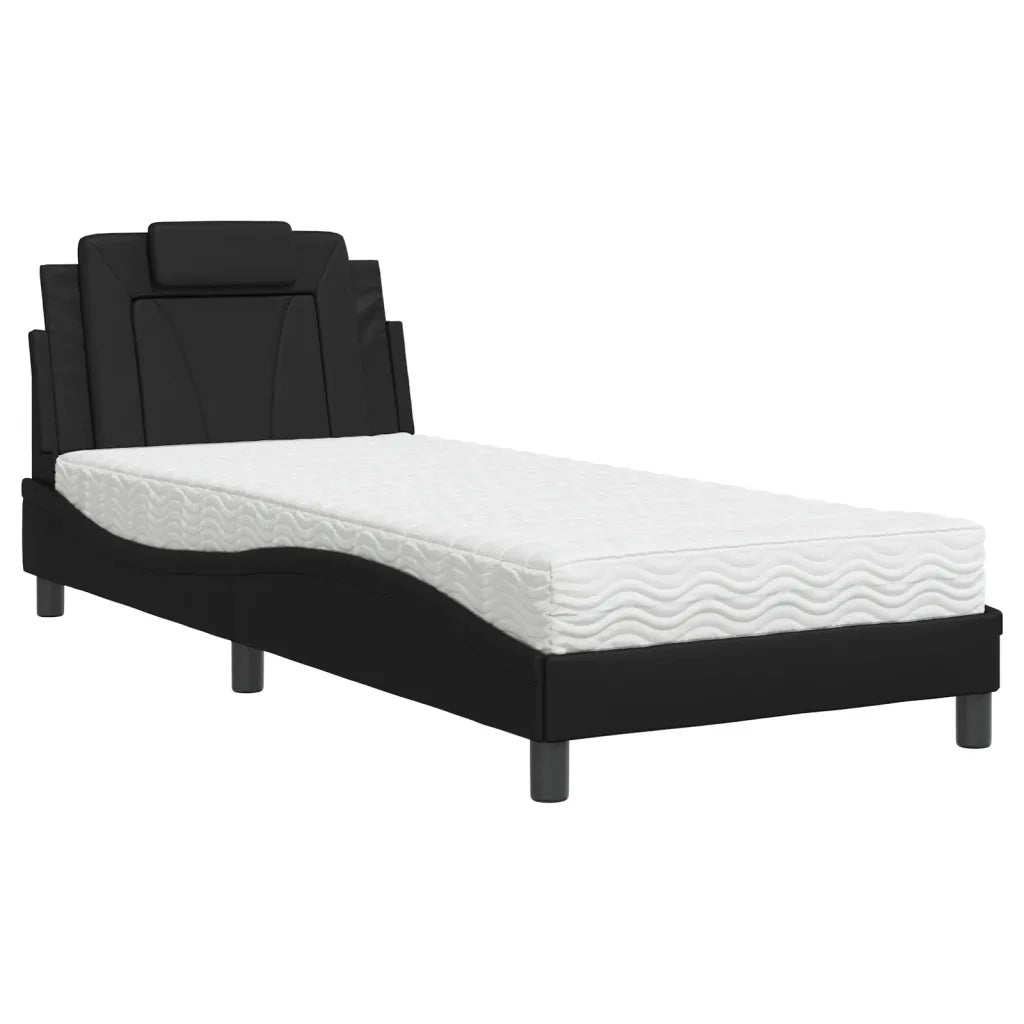Letto Viana con Materasso Nero 90x200 cm in Similpelle 3208768