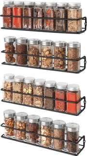 Kruidenrek metallico - 4-delig kruidenrek appeso per cucina e bagno, autofixante e senza foratura, organizzatore efficiente - 35 x 8 x 5,3 cm - nero