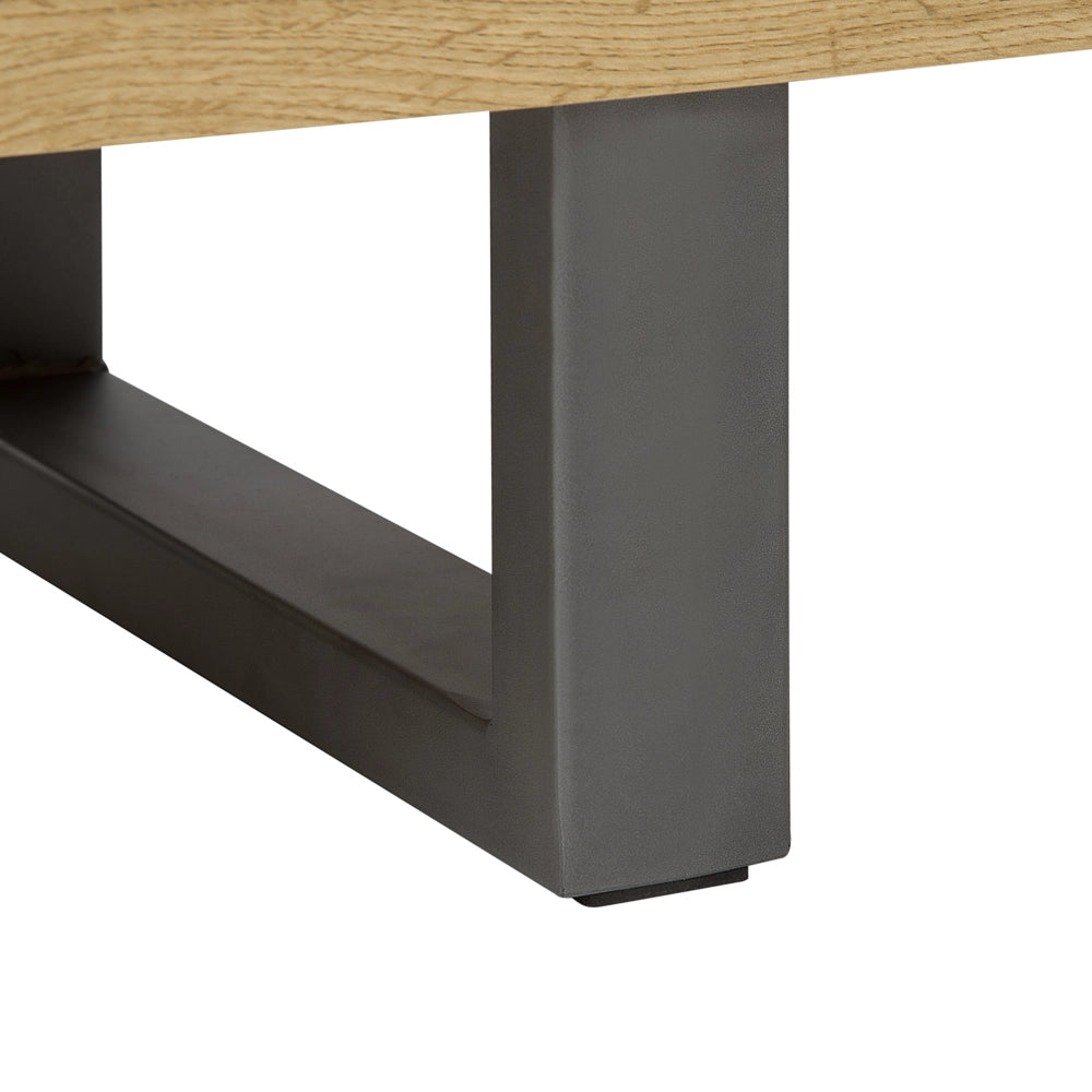 Madia credenza a 3 ante in legno chiaro con base metallo a slitta grigia alluminio con ripiani Mobile contenitore per la casa industriale