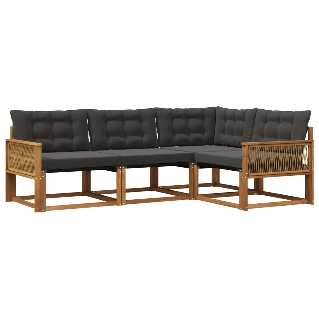 Set di divani da esterno 4 pz Naturale e Nero 3381396