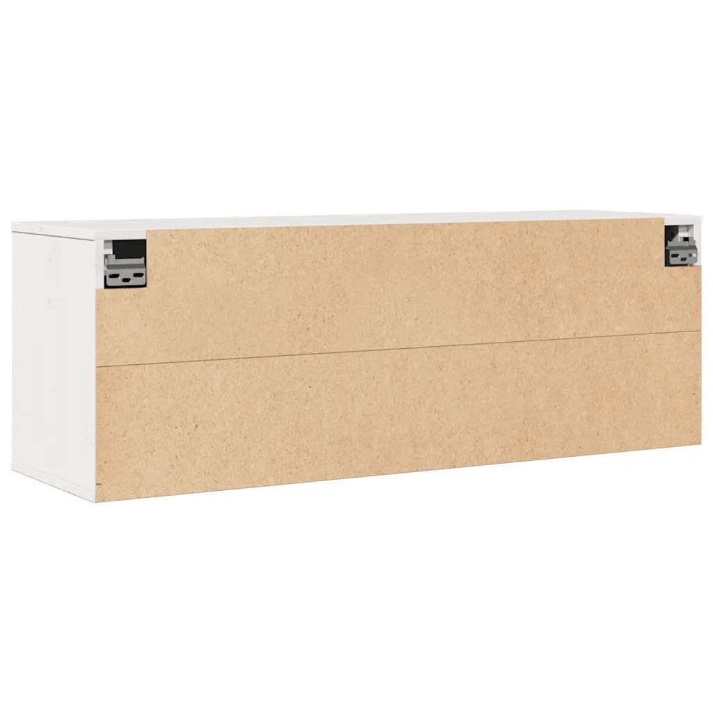Mobiletto a muro bianco 100 x 30 x 35 cm pratico e decorativo stile moderno realizzato in legno massello di pino 02_0048078