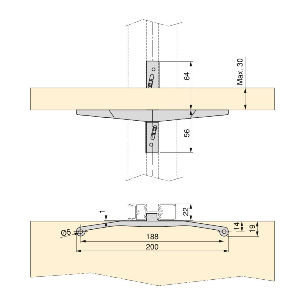 Emuca Kit di 3 set di supporti per mensole in legno e 1 set di supporti per moduli, Zamak, grigio pietra