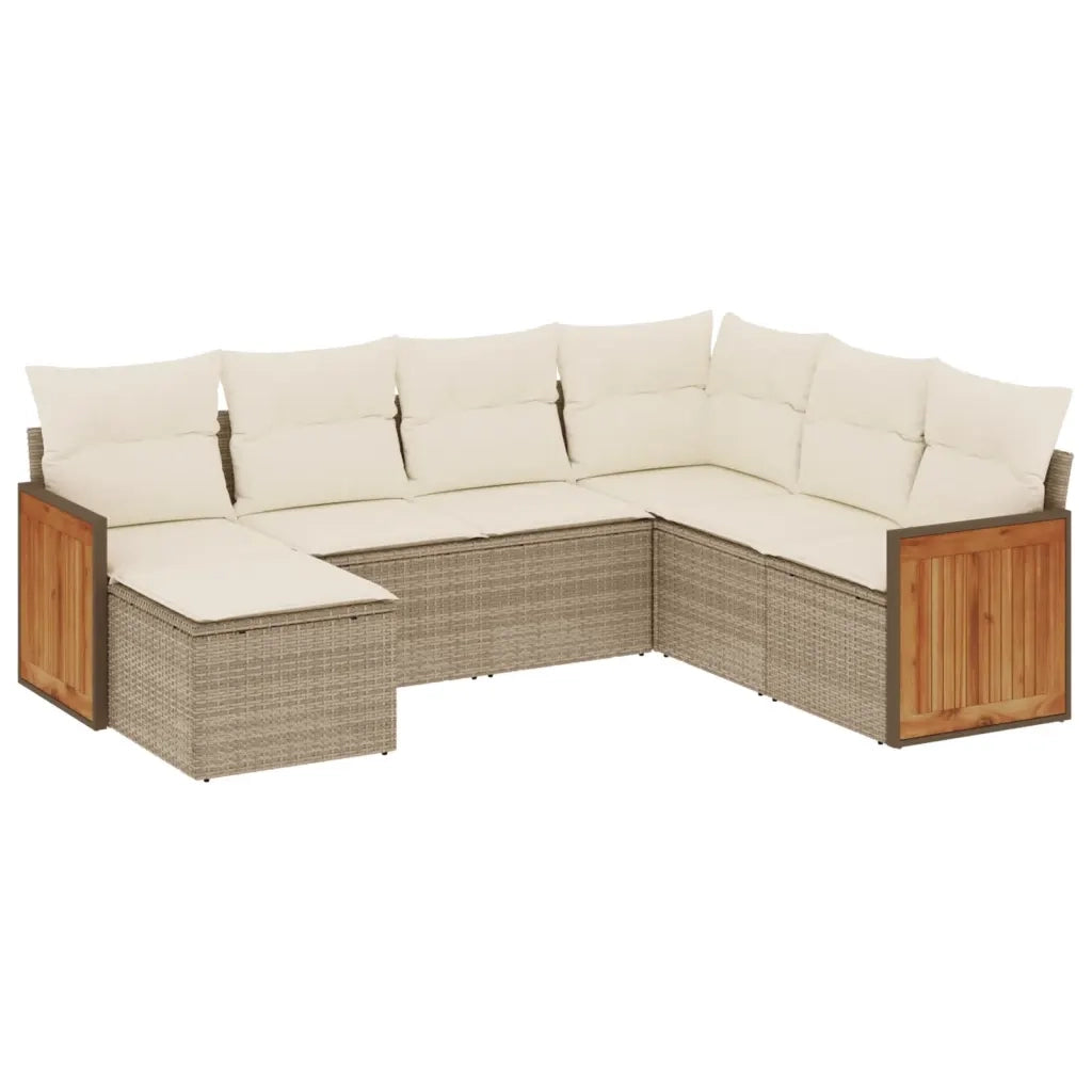 Set Divani da Giardino 7 pz con Cuscini Beige in Polyrattan 3227885