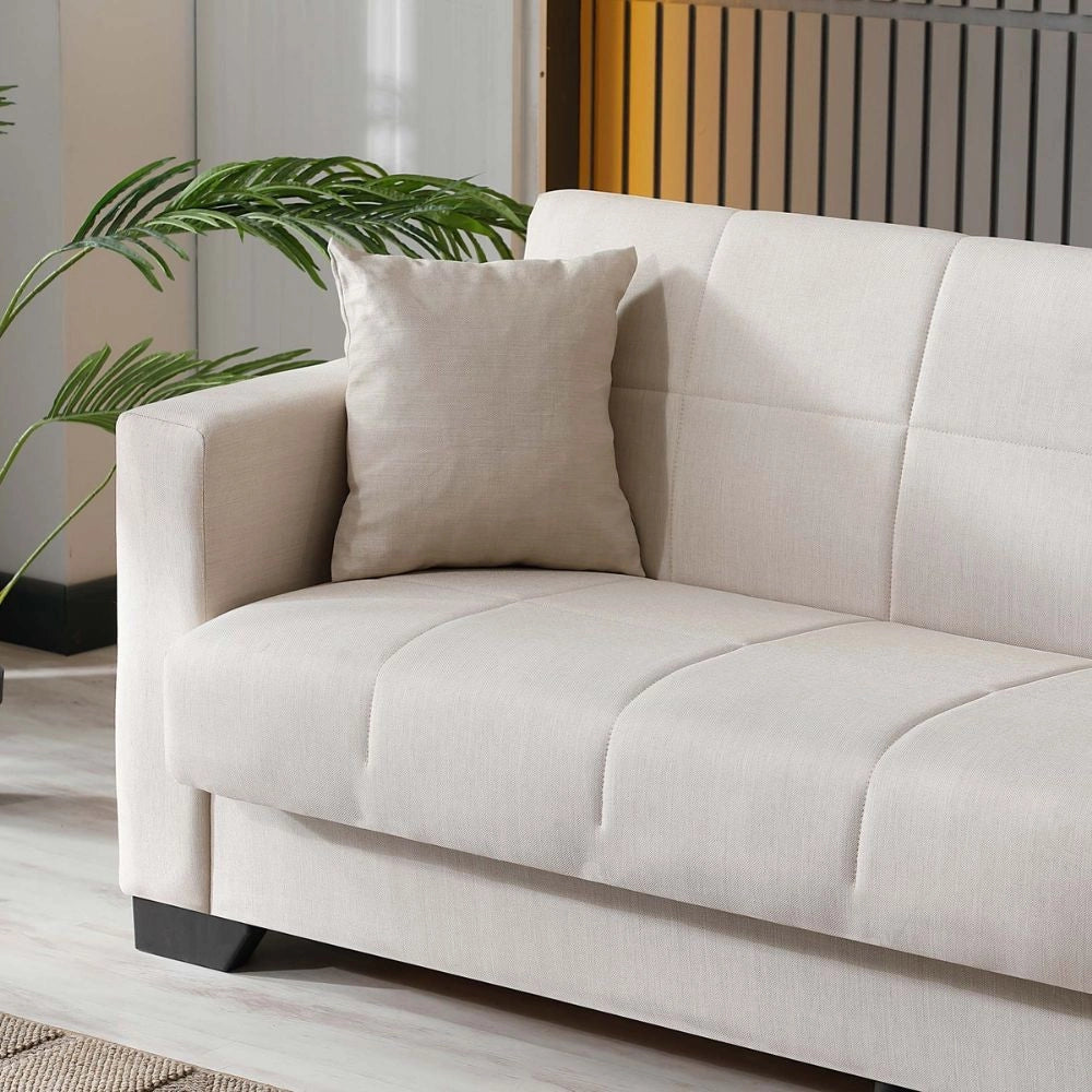 Divano letto Moon con contenitore colore Crema 213x81x83H