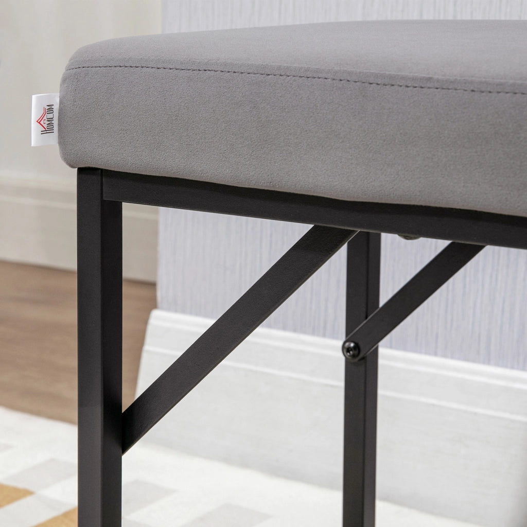 Panca imbottita in velluto, panca da ingresso e camera da letto, grigio scuro, 100x35x47 cm